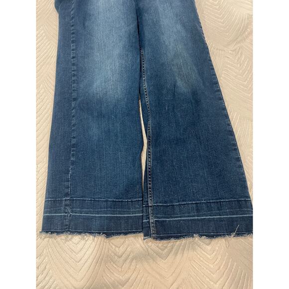 Curve Appeal Cropped Jeans Size 12/31 Blue Denim Raw Hem Stretch - Picture 12 of 15